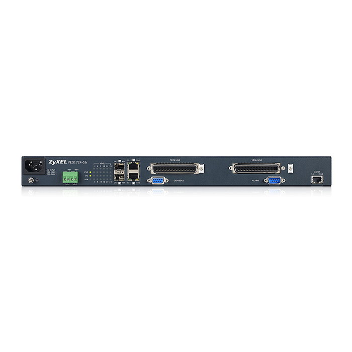 Zyxel VES1724-56B2 VDSL2 DSLAM 56 puertos, Gestionado, Montaje rack 1U, Fanless, Estándar EU, RoHS Zyxel VES1724-56B2 VDSL2 DSLAM 56 puertos, Gestionado, Montaje rack 1U, Fanless, Estándar EU, RoHS