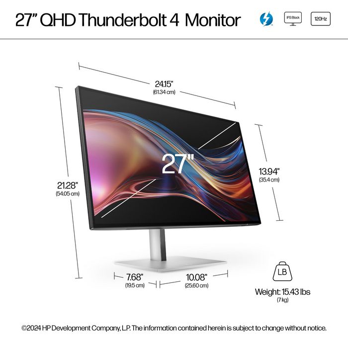 HP Monitor 27 inch QHD Thunderbolt 4 Series 7 Pro 727pu