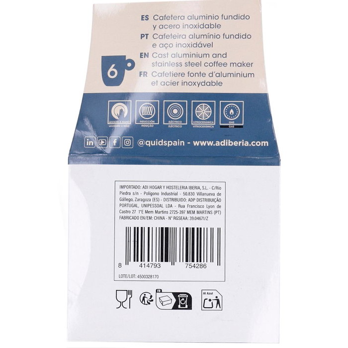 Cafetera Aluminio Fundido Baltic Quid 6 Tazas (6 Unidades)