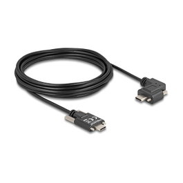 DeLOCK Cable USB 2.0 USB Type-C con tornillos, angular izquierda/derecha, 60 W, 5 m