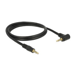DeLOCK Cable de audio 3,5 mm 4 Pin con conector angulado, 1 m, negro