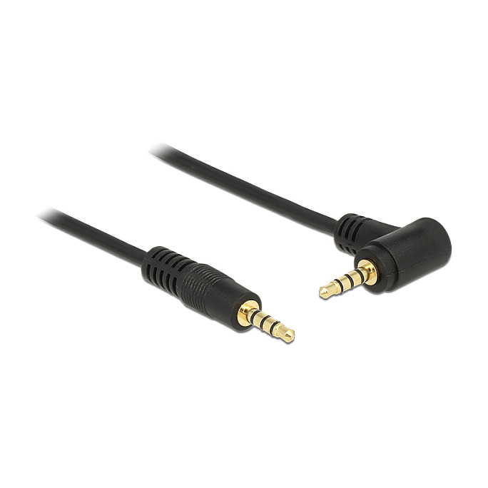 DeLOCK Cable de audio 3,5 mm 4 Pin con conector angulado, 1 m, negro