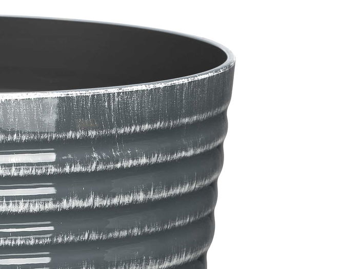 IBERGARDEN Maceta de Plástico (PP) con Rayas, 25 cm de Diámetro, Surtido de Colores (Antracita, Gris, Verde) (Set de 12)
