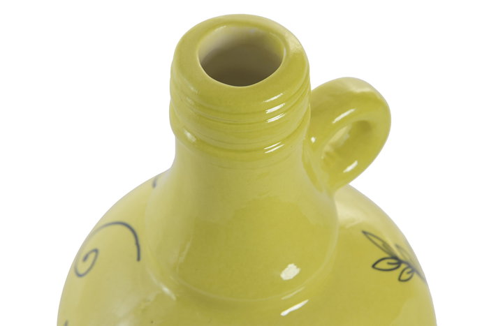 DKD Home Decor Jarrón de Gres Amarillo con Detalles de Olivo