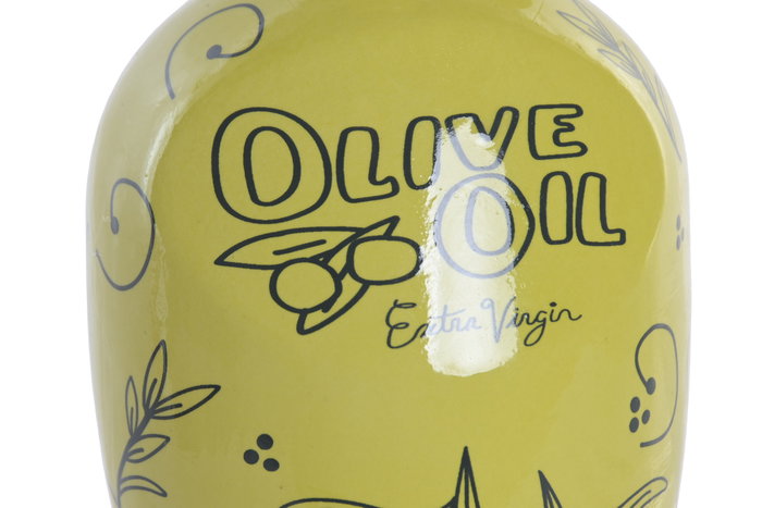 DKD Home Decor Jarrón de Gres Amarillo con Detalles de Olivo