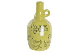 DKD Home Decor Jarrón de Gres Amarillo con Detalles de Olivo