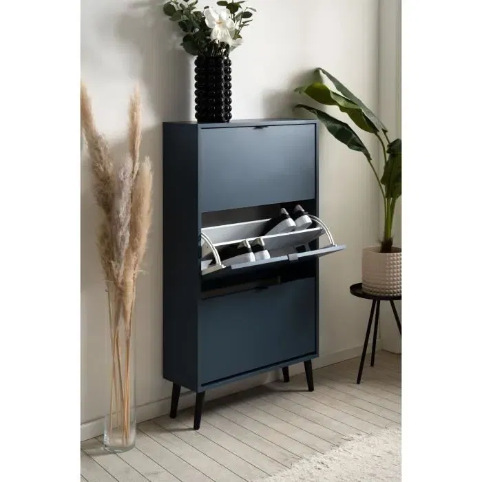 VIGO Zapatero VIGO 49A Azul Noche Patas Madera Maciza 70 x 24 x 125 cm