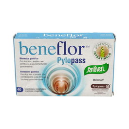 Santiveri Beneflor Pylopass 40 Cápsulas - Lactobacillus Reuteri para Función Gastrointestinal con Aloe Vera y Jengibre
