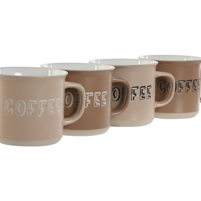 DKD Home Decor Set de 4 Tazas de Gres Marrón 285 ml DKD Home Decor Set de 4 Tazas de Gres Marrón 285 ml