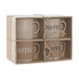 DKD Home Decor Set de 4 Tazas de Gres Marrón 285 ml