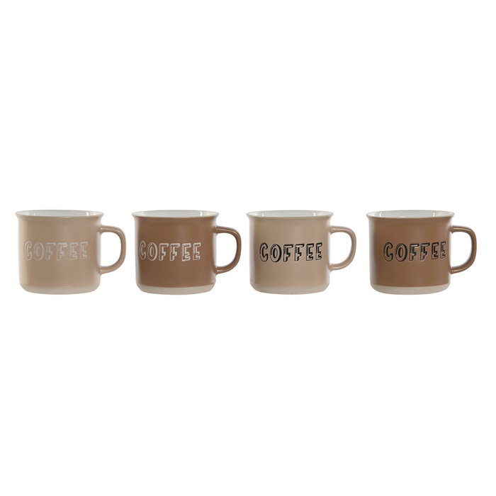 DKD Home Decor Set de 4 Tazas de Gres Marrón 285 ml DKD Home Decor Set de 4 Tazas de Gres Marrón 285 ml