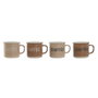 DKD Home Decor Set de 4 Tazas de Gres Marrón 285 ml