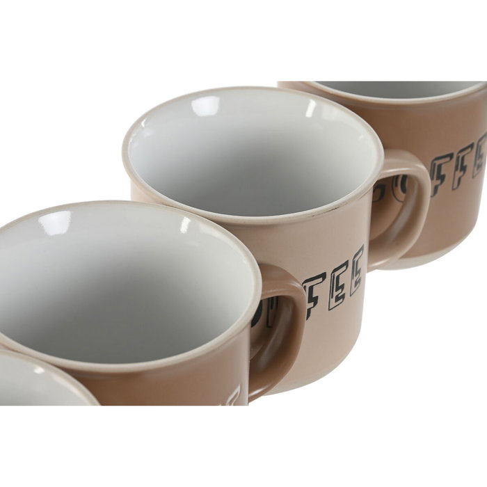 DKD Home Decor Set de 4 Tazas de Gres Marrón 285 ml DKD Home Decor Set de 4 Tazas de Gres Marrón 285 ml