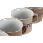 DKD Home Decor Set de 4 Tazas de Gres Marrón 285 ml