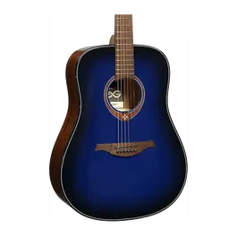 LAG Guitarra Acústica Dreadnought Edición Limitada Blue Burst Azul Tapa Cedro Rojo Macizo Mástil Caoba