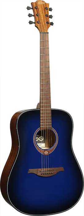 LAG Guitarra Acústica Dreadnought Edición Limitada Blue Burst Azul Tapa Cedro Rojo Macizo Mástil Caoba