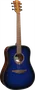 LAG Guitarra Acústica Dreadnought Edición Limitada Blue Burst Azul Tapa Cedro Rojo Macizo Mástil Caoba
