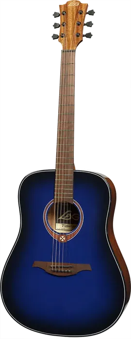 LAG Guitarra Acústica Dreadnought Edición Limitada Blue Burst Azul Tapa Cedro Rojo Macizo Mástil Caoba
