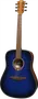 LAG Guitarra Acústica Dreadnought Edición Limitada Blue Burst Azul Tapa Cedro Rojo Macizo Mástil Caoba