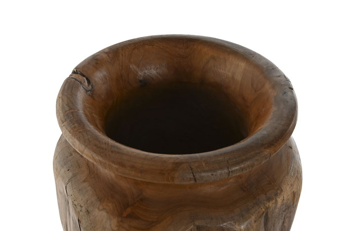 DKD Home Decor Wood 23 Jarrón de Teca Natural Marrón Oscuro 34 x 40 x 34 cm Hecho a Mano