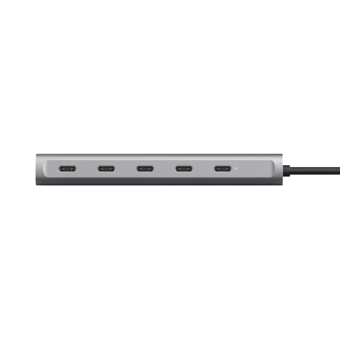 Trust Halyx - Hub USB-C de Aluminio con 5 Puertos (4 USB-C + 1 Passthrough 100W) - USB 3.2 Gen 1 - Color Plata