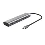 Trust Halyx - Hub USB-C de Aluminio con 5 Puertos (4 USB-C + 1 Passthrough 100W) - USB 3.2 Gen 1 - Color Plata