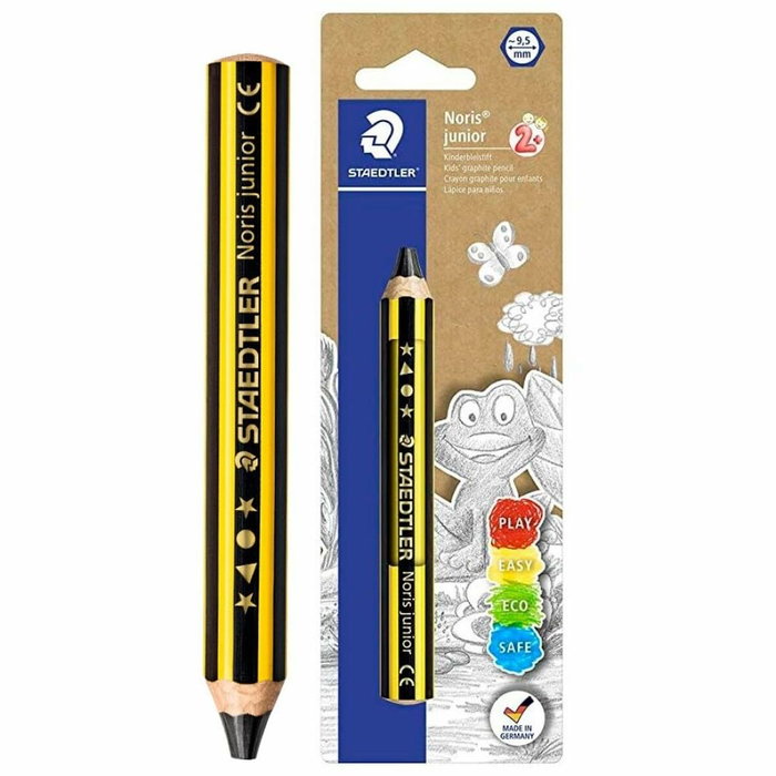 Staedtler Lápiz de Grafito Noris Junior 141 Extragrueso, Mina 2B, Caja de 6 unidades