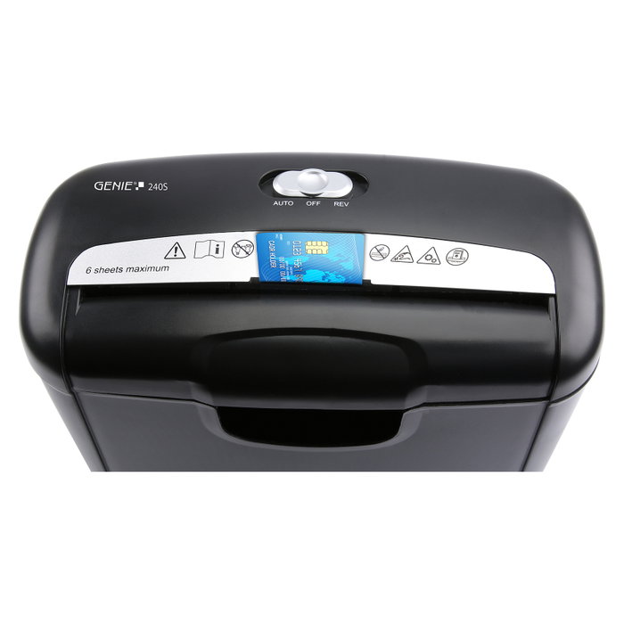 GENIE 240S Destructora de papel con corte en tiras, 6 hojas, negro GENIE 240S Destructora de papel con corte en tiras, 6 hojas, negro