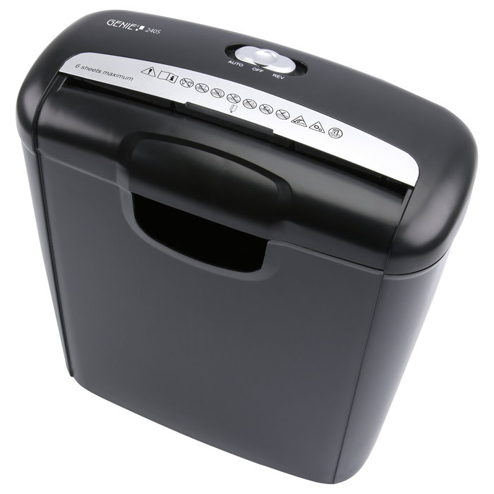 GENIE 240S Destructora de papel con corte en tiras, 6 hojas, negro GENIE 240S Destructora de papel con corte en tiras, 6 hojas, negro