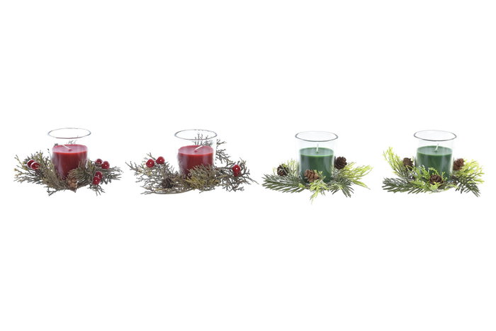 DKD Home Decor Vela Navidad Tradicional Verde Rojo Set de 2 Piezas 5.5 x 5.5 x 6 cm Cristal Cera Parafina DKD Home Decor Vela Navidad Tradicional Verde Rojo Set de 2 Piezas 5.5 x 5.5 x 6 cm Cristal Cera Parafina