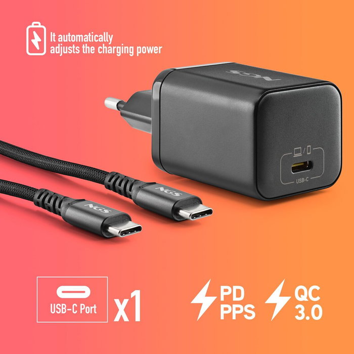 NGS Cargador GaN 65W para Acer con Cable USB-C de 1,5m y 4 Conectores NGS Cargador GaN 65W para Acer con Cable USB-C de 1,5m y 4 Conectores