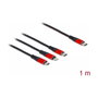 DeLOCK Cable de carga 3 en 1 USB Type-C a Lightning/Micro USB/USB Type-C 1 m Negro/Rojo