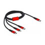 DeLOCK Cable de carga 3 en 1 USB Type-C a Lightning/Micro USB/USB Type-C 1 m Negro/Rojo