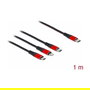 DeLOCK Cable de Carga USB 3 en 1 USB-C a Lightning/Micro-USB/USB-C 1 m Negro/Rojo - Ref: 84733080