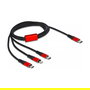 DeLOCK Cable de Carga USB 3 en 1 USB-C a Lightning/Micro-USB/USB-C 1 m Negro/Rojo - Ref: 84733080