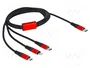 DeLOCK Cable de carga 3 en 1 USB Type-C a Lightning/Micro USB/USB Type-C 1 m Negro/Rojo
