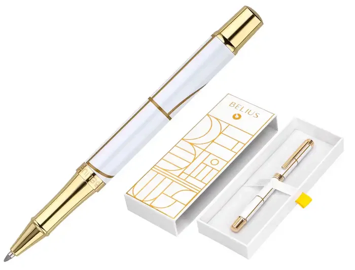 Belius Roller Carte Blanche Blanco y Dorado Tinta Negra Caja de Diseño Belius Roller Carte Blanche Blanco y Dorado Tinta Negra Caja de Diseño