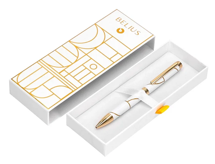 Belius Roller Carte Blanche Blanco y Dorado Tinta Negra Caja de Diseño Belius Roller Carte Blanche Blanco y Dorado Tinta Negra Caja de Diseño
