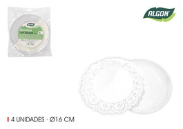 Algon Set 4 Bandejas Redondas con Blonda 16 cm (48 Unidades)