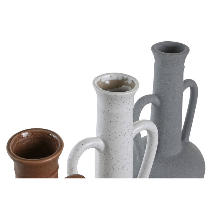 DKD Home Decor Set de 3 Jarrones de Porcelana Surtidos en Gris, Terracota y Blanco DKD Home Decor Set de 3 Jarrones de Porcelana Surtidos en Gris, Terracota y Blanco