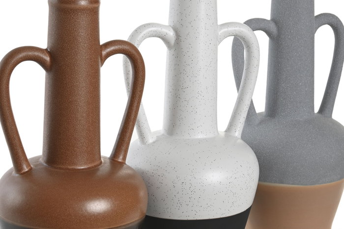 DKD Home Decor Set de 3 Jarrones de Porcelana Surtidos en Gris, Terracota y Blanco DKD Home Decor Set de 3 Jarrones de Porcelana Surtidos en Gris, Terracota y Blanco