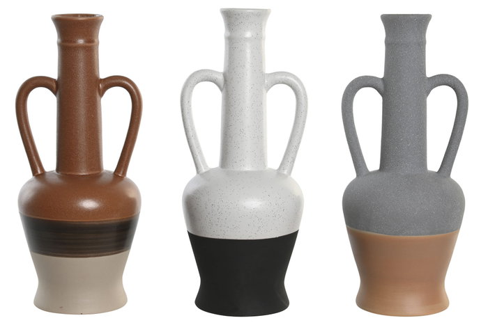 DKD Home Decor Set de 3 Jarrones de Porcelana Surtidos en Gris, Terracota y Blanco DKD Home Decor Set de 3 Jarrones de Porcelana Surtidos en Gris, Terracota y Blanco