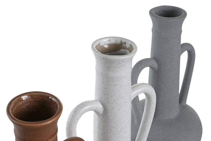 DKD Home Decor Set de 3 Jarrones de Porcelana Surtidos en Gris, Terracota y Blanco DKD Home Decor Set de 3 Jarrones de Porcelana Surtidos en Gris, Terracota y Blanco