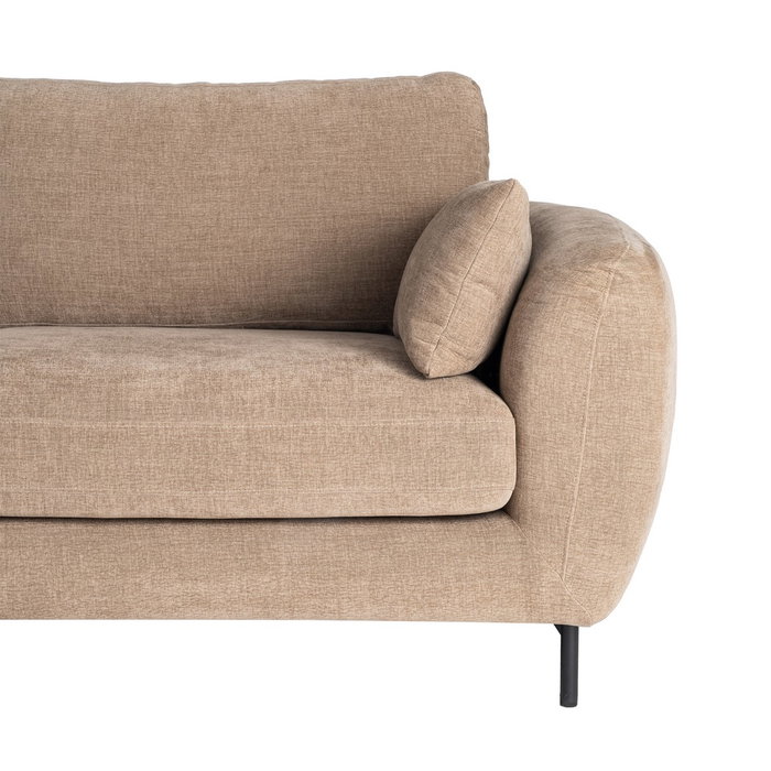 Sofá 3 Plazas Marrón Claro Tejido-Metal 229 X 92 X 88 cm Sofá 3 Plazas Marrón Claro Tejido-Metal 229 X 92 X 88 cm