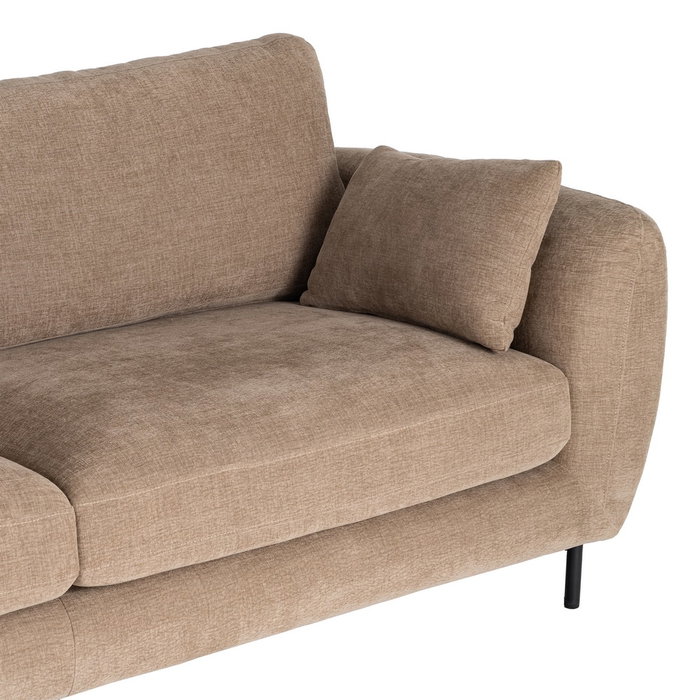 Sofá 3 Plazas Marrón Claro Tejido-Metal 229 X 92 X 88 cm Sofá 3 Plazas Marrón Claro Tejido-Metal 229 X 92 X 88 cm