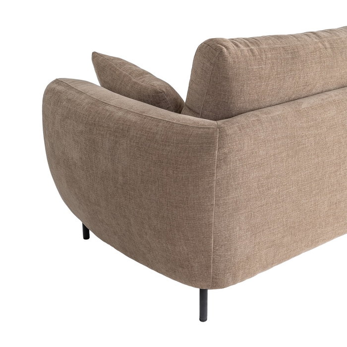 Sofá 3 Plazas Marrón Claro Tejido-Metal 229 X 92 X 88 cm Sofá 3 Plazas Marrón Claro Tejido-Metal 229 X 92 X 88 cm