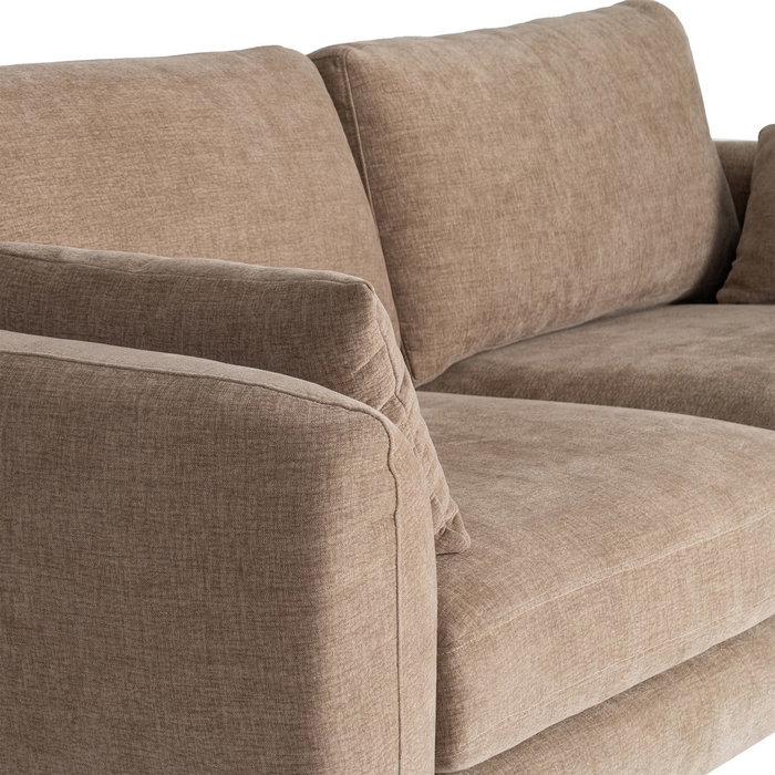 Sofá 3 Plazas Marrón Claro Tejido-Metal 229 X 92 X 88 cm Sofá 3 Plazas Marrón Claro Tejido-Metal 229 X 92 X 88 cm