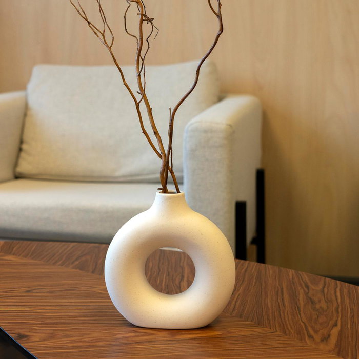 Vinthera Jarrón Cerámico Nora Blanco 10x5x18 cm
