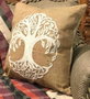 DKD Home Decor Surtido de 2 Cojines de Yute Diseño Árbol Marrón y Blanco