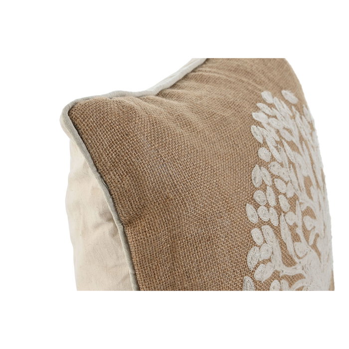 DKD Home Decor Surtido de 2 Cojines de Yute Diseño Árbol Marrón y Blanco